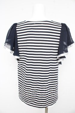 画像2: axes femme / フレア袖ボーダープルオーバー M 紺 Y-26-02-23-107-AX-TO-SZ-ZY