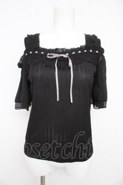 画像1: axes femme POETIQUE / 肩開きデザインカットプルオーバー M 黒 Y-26-02-23-108-AX-TO-SZ-ZY