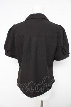 画像2: axes femme / ハトメ×チェーン付リボンブラウス  黒 Y-26-02-23-110-AX-BL-SZ-ZY