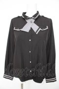 axes femme / タイ付ミリタリー風ブラウス M 黒 Y-26-02-23-112-AX-TO-SZ-ZY