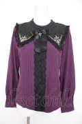 axes femme POETIQUE / クロス刺繍シスターブラウス M 紫 Y-26-02-23-116-AX-BL-SZ-ZY