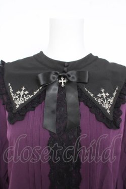 画像3: axes femme POETIQUE / クロス刺繍シスターブラウス M 紫 Y-26-02-23-116-AX-BL-SZ-ZY