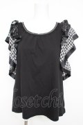 axes femme / 袖フリルカットソー M 黒 Y-26-02-23-117-AX-TO-SZ-ZY