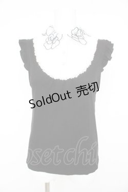 画像1: axes femme / お花モチーフ使いノースリトップス M クロ Y-26-02-23-118-AX-TO-IG-ZY