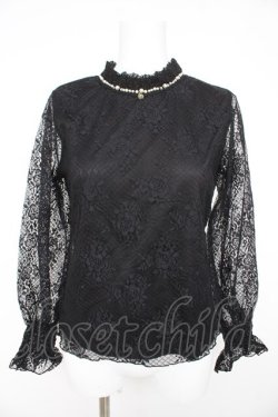 画像1: axes femme / 花柄総レースプルオーバー M クロ Y-26-02-23-119-AX-TO-IG-ZY