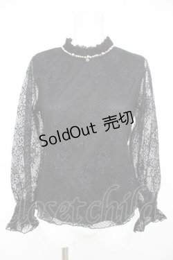 画像1: axes femme / 花柄総レースプルオーバー M クロ Y-26-02-23-119-AX-TO-IG-ZS