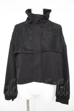 画像1: axes femme / レース切替ショートブルゾン  黒 Y-26-02-23-122-AX-TO-SZ-ZY