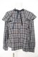 画像1: Fi.n.t / ケープ付きチェックブラウス  ブルー Y-26-02-23-124-CA-BL-SZ-ZY (1)