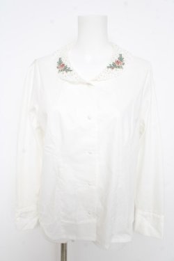 画像1: an another angelus / ローズ刺繍レースショールカラーシャツ  生成り Y-26-02-23-125-CA-BL-SZ-ZY