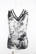 Ozz Croce / ムラ柄×インダストリアルptタンクトップ  オフ×黒 Y-26-02-23-130-OO-TO-SZ-ZY