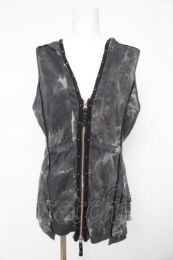 画像1: Ozz Croce / ムラ染めノースリーブパーカー  グレー Y-26-02-23-131-OO-TO-SZ-ZY