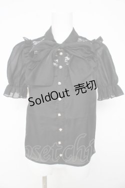 画像1: evelyn / タイ付き切替半袖ブラウス  黒 Y-26-02-23-135-LO-TO-SZ-ZY