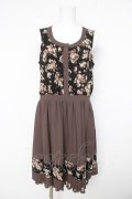 axes femme / 花柄ｘ無地ラインワンピース M 茶 Y-26-02-23-148-AX-TO-SZ-ZY