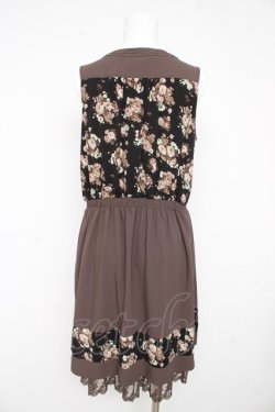 画像2: axes femme / 花柄ｘ無地ラインワンピース M 茶 Y-26-02-23-148-AX-TO-SZ-ZY