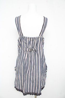 画像2: axes femme / レジメ柄ジャンスカ M 紺 Y-26-02-23-150-AX-OP-SZ-ZY