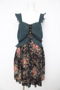 axes femme / 花柄切替ワンピース M 黒 Y-26-02-23-151-AX-OP-SZ-ZY