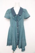 axes femme / ストライプ半袖ワンピース  グリーン Y-26-02-23-154-AX-OP-SZ-ZY