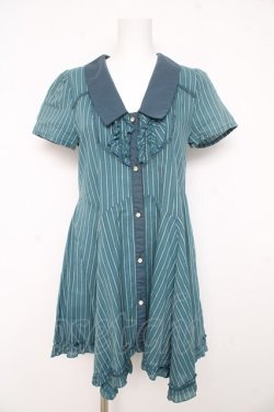 画像1: axes femme / ストライプ半袖ワンピース  グリーン Y-26-02-23-154-AX-OP-SZ-ZY