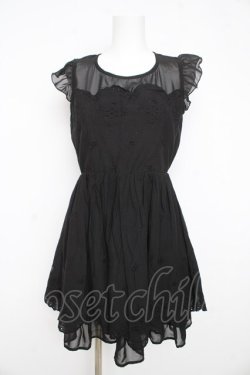 画像1: axes femme / 刺繍入りワンピース M 黒 Y-26-02-23-156-AX-OP-SZ-ZY