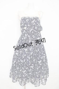 画像1: axes femme / ＪＱ花柄ビスチェ風ワンピース M ネイビー Y-26-02-23-161-AX-OP-IG-ZY