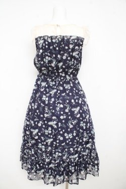 画像2: axes femme / ＪＱ花柄ビスチェ風ワンピース M ネイビー Y-26-02-23-161-AX-OP-IG-ZY