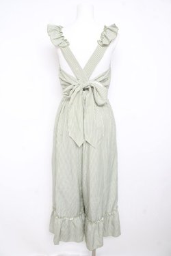 画像2: axes femme POETIQUE / ストライプフリルコンビネゾン M グリーン Y-26-02-23-162-AX-OP-SZ-ZY