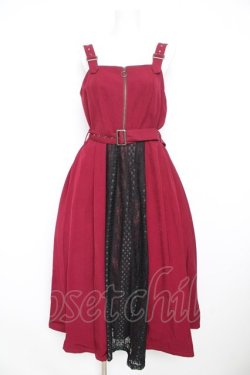 画像1: axes femme / バイカラーレースジャンスカ  ワイン Y-26-02-23-166-AX-OP-SZ-ZY