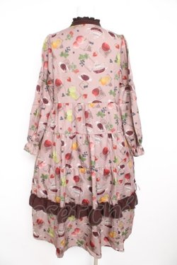 画像2: axes femme / フルーツティ柄ティアードワンピース  ベージュ Y-26-02-23-169-AX-OP-SZ-ZY