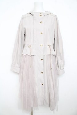 画像1: axes femme POETIQUE / チュール使いロングパーカー  グレー Y-26-02-23-170-AX-OP-SZ-ZY