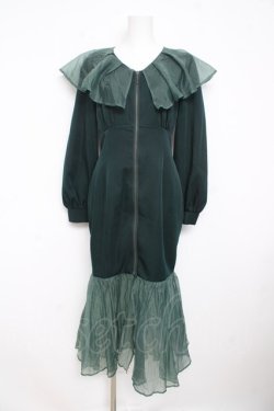 画像1: axes femme POETIQUE / シアーフリルマーメイドワンピース  グリーン Y-26-02-23-180-AX-OP-SZ-ZY