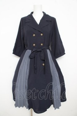 画像1: axes femme POETIQUE / バイカラートレンチワンピース  ネイビー Y-26-02-23-181-AX-OP-IG-ZY