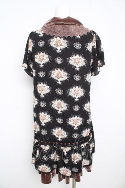 画像2: axes femme / バラ柄シフォンワンピース M 黒 Y-26-02-23-182-AX-OP-SZ-ZY