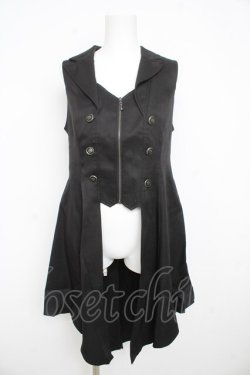 画像1: axes femme POETIQUE / 燕尾デザインロングベスト  黒 Y-26-02-23-184-AX-JA-SZ-ZY