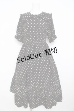 画像1: m petit by misako / 梨地水玉半袖ワンピース M 中黒 Y-26-02-23-192-LO-OP-SZ-ZY