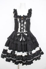 画像1: BABY, THE STARS SHINE BRIGHT / Rose Princessジャンパースカート  黒×白レース Y-26-02-23-201-BA-OP-SZ-ZY (1)