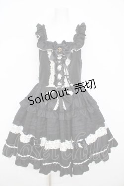 画像1: BABY, THE STARS SHINE BRIGHT / Rose Princessジャンパースカート  黒×白レース Y-26-02-23-201-BA-OP-SZ-ZY