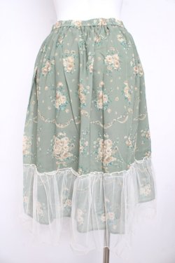 画像2: axes femme / チュール配色ブーケスカート M グリーン Y-26-02-23-214-AX-SK-SZ-ZY
