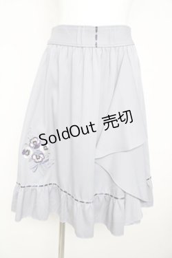 画像1: axes femme POETIQUE / パンジー刺繍ラッフルスカート  サックス Y-26-02-23-216-AX-SK-SZ-ZY