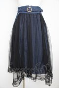 axes femme / ベルト付チュール重ねスカート M インディゴ Y-26-02-23-217-AX-SK-SZ-ZY