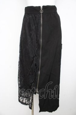 画像1: axes femme / ジップ付きレースタイトスカート  黒 Y-26-02-23-221-AX-SK-SZ-ZY