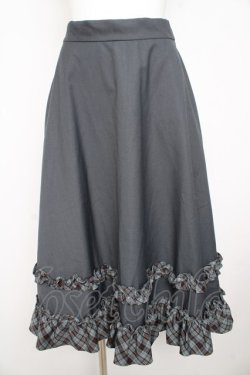 画像1: Fi.n.t / チェックフリル使いフレアースカート  グレー Y-26-02-23-223-CA-SK-SZ-ZY