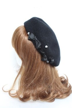 画像2: m petit by misako / AMミニリボンバスクベレー  黒 Y-26-02-23-024-LO-AC-SZ-ZY