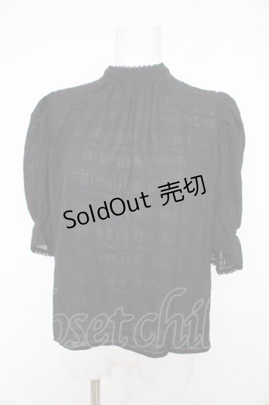 画像1: axes femme POETIQUE / シアーチェックボウタイブラウス M 黒 Y-26-02-27-061-AX-BL-SZ-ZS (1)