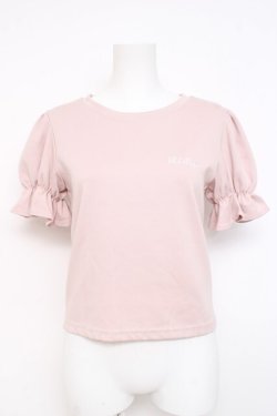 画像1: lilLilly / ロゴ刺繍パフスリーブトップス F ピンク Y-26-02-27-072-LO-TO-SZ-ZY