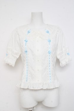 画像1: BABY, THE STARS SHINE BRIGHT / シェリルレーシィブラウス  シロ サックス Y-26-02-27-090-BA-BL-IG-ZY