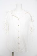 axes femme / レースアップフリル袖ブラウス M 白 Y-26-02-27-012-AX-BL-SZ-ZY