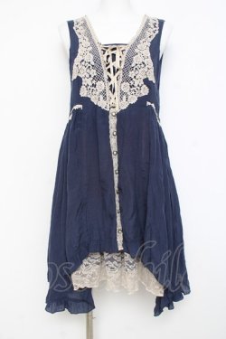 画像1: axes femme / 刺繍レースチュニック  紺 Y-26-02-27-098-AX-OP-SZ-ZY