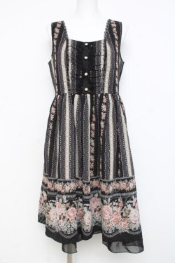 画像1: axes femme / ローズストライプジャンスカ M 黒 Y-26-02-27-099-AX-OP-SZ-ZY