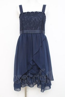 画像1: axes femme / レース切替ワンピース  紺 Y-26-02-27-101-AX-OP-SZ-ZY