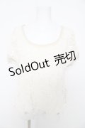 axes femme / レースデザイン半袖プルオーバー  生成り Y-26-02-27-013-AX-BL-SZ-ZI